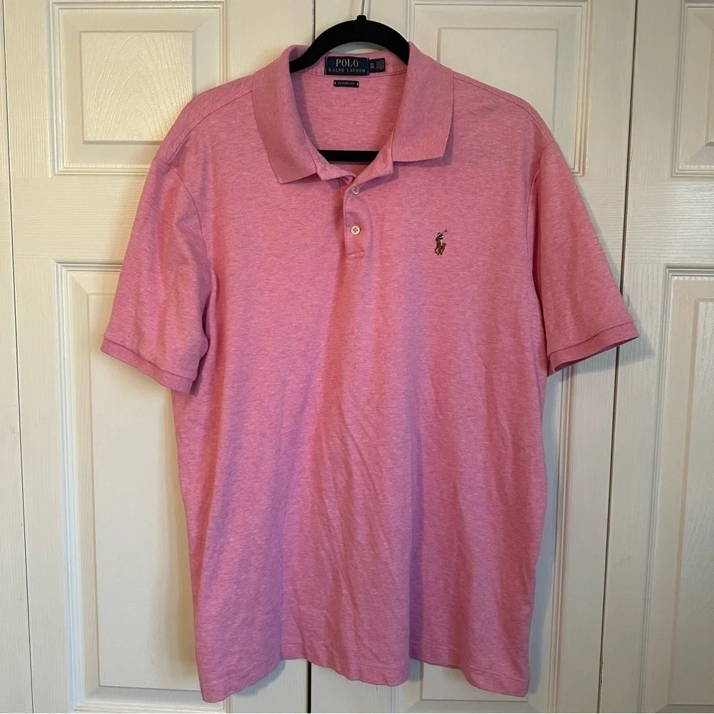 Ralph Lauren Polo Shirt Mens XL Pink Golf Classic Flesh Pony Preppy Casual